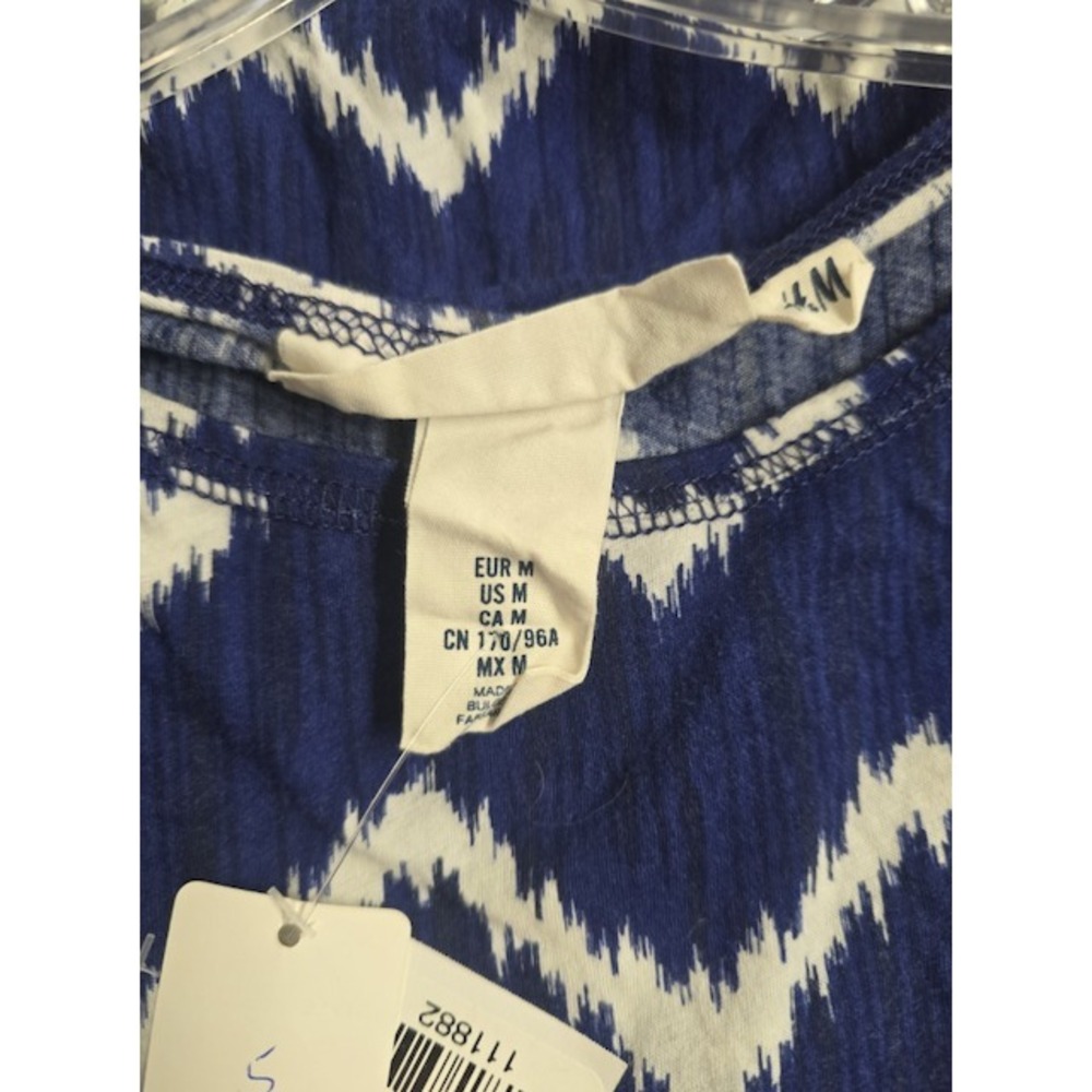 H&M L.O.G.G. Top Blue & White Vintage Y2K Size M Long Sleeve - Picture 4 of 10
